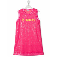 Pinko Kids Vestido sem manga com aplicação de paetês - Rosa