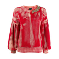 Pinko Suéter com efeito tie-dye e aplicações - Vermelho