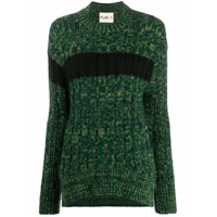 Plan C Suéter de tricô com listras contrastantes - Verde