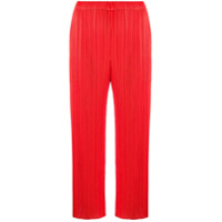 Pleats Please Issey Miyake cropped pleated trousers - Vermelho