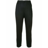 Pleats Please Issey Miyake pleated cropped trousers - Preto
