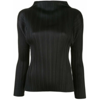 Pleats Please Issey Miyake pleated funnel-neck top - Preto