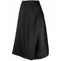 Pleats Please Issey Miyake Saia assimétrica com pregas - Preto