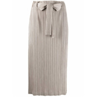 Pleats Please Issey Miyake Saia com cinto e pregas - Neutro