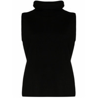 Ply-Knits Blusa gola alta sem mangas de cashmere - Preto