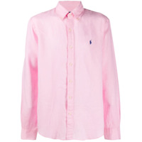 Polo Ralph Lauren Camisa de linho com logo bordado - Rosa