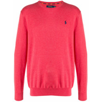Polo Ralph Lauren Suéter decote careca com logo bordado - Vermelho