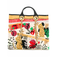 Ports 1961 Bolsa tote com bordado de pantera - Neutro