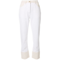 Ports 1961 Calça jeans reta com recorte contrastante - Branco