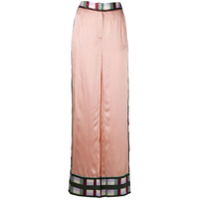 Ports 1961 Calça pantalona de seda com estampa xadrez - Rosa