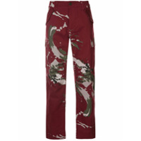 Ports V Calça com estampa respingada - Vermelho