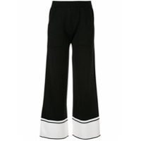 PortsPURE Calça pantalona com barra contrastante - Preto