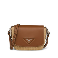 Prada Bolsa tiracolo com placa de logo - Marrom