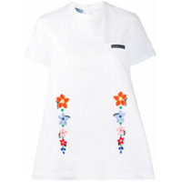 Prada Camiseta oversized com bordado floral - Branco
