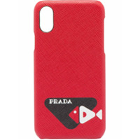 Prada Capa para iPhone X Saffiano com estampa de couro - Vermelho