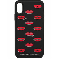 Prada Capa para iPhone X/XS com estampa de lábios - Preto