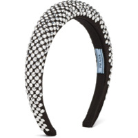 Prada Headband de cetim com aplicação de cristais - Preto