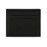 Prada Porta-cartões de couro com logo em relevo - Cinza