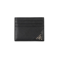 Prada Porta-cartões de couro com logo - Preto