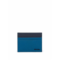 Prada Porta-cartões Saffiano bicolor - Azul