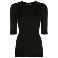 Proenza Schouler Blusa de tricô canelada com aplicação - Preto