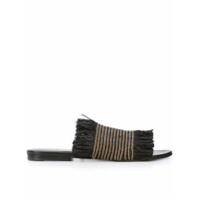 Proenza Schouler Slides de couro com franjas - Preto