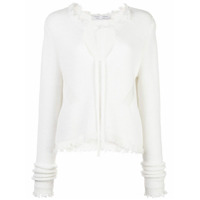 Proenza Schouler White Label Blusa de tricô com barra desfiada - Branco