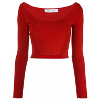 Proenza Schouler White Label Blusa decote em U de tricô - Vermelho