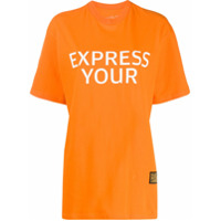 pushBUTTON Camiseta com estampa de slogan - Laranja