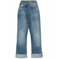 R13 Crossover asymmetric high-rise straight-leg jeans - Azul