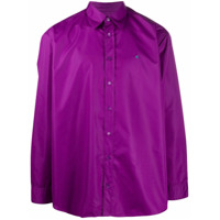 Raf Simons Camisa com bordado de logo e abotoamento - Roxo