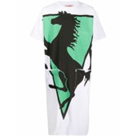 Raf Simons Camiseta midi com estampa de cavalo - Branco