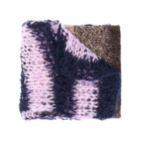 Raf Simons contrast knit stripe scarf - Marrom