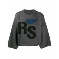 Raf Simons Moletom de lã com padronagem de logo - Cinza