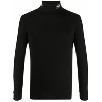 Raf Simons roll neck fitted jumper in fine knit - Preto
