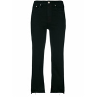 Rag & Bone Calça jeans cropped com acabamento desfiado - Preto