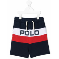 Ralph Lauren Kids Bermuda esportiva com logo e listras - Azul