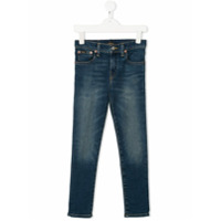 Ralph Lauren Kids Calça jeans com efeito desbotado - Azul