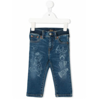 Ralph Lauren Kids Calça jeans reta com estampa de logo - Azul