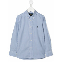 Ralph Lauren Kids Camisa de algodão com listras - Azul