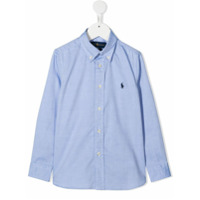 Ralph Lauren Kids Camisa de algodão com logo bordado - Azul