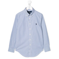 Ralph Lauren Kids Camisa listrada com botões - Azul
