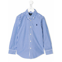Ralph Lauren Kids Camisa mangas longas com listras - Azul