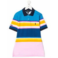 Ralph Lauren Kids Camisa polo com listras color block - Azul