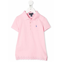 Ralph Lauren Kids Camisa polo com renda na barra - Rosa