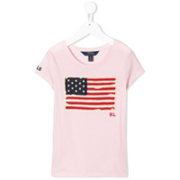 Ralph Lauren Kids Camiseta com bordado de bandeira - Rosa
