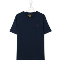 Ralph Lauren Kids Camiseta de algodão com logo bordado - Azul