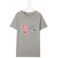 Ralph Lauren Kids Camiseta decote careca com estampa de logo - Cinza