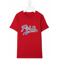 Ralph Lauren Kids Camiseta decote careca com estampa de logo - Vermelho