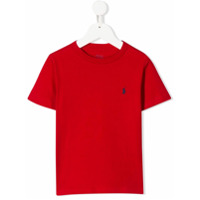 Ralph Lauren Kids Camiseta decote redondo vermelha com logo bordado - Vermelho